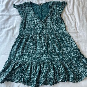 GREEN FLOWERY BABY DOLL DRESS